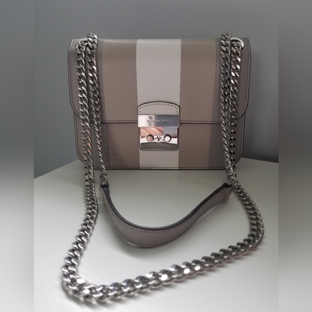 Michael Kors grey stripe crossbody NWOT